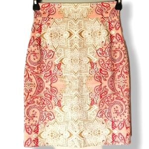 Antonio Melani Paisley Medallion Pencil Skirt Office Siren Coquette Barbiecore